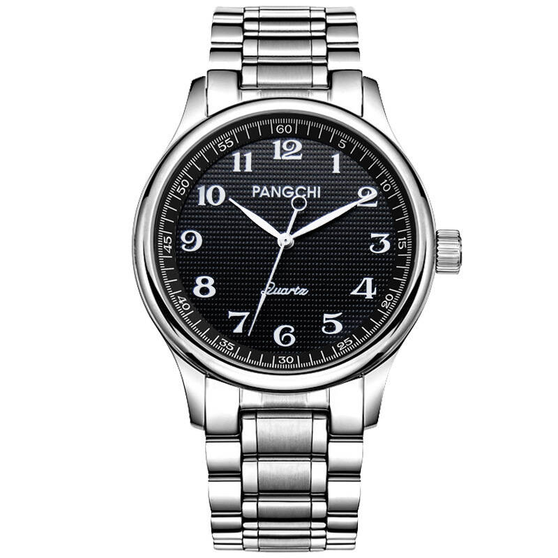 鹏志(pangchi)男表防水石英表老人手表情侣表男士大表盘商务休闲手表