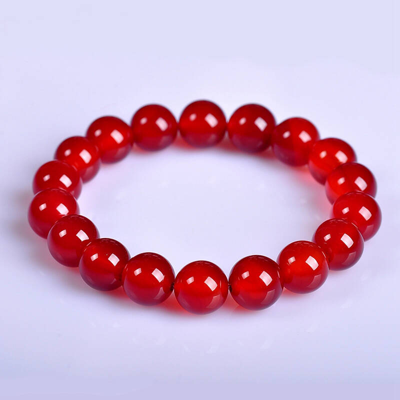 玉致yuzhi 玉髓玛瑙手链手串 冰润清透 支持复检 红玛瑙单圈手链10mm