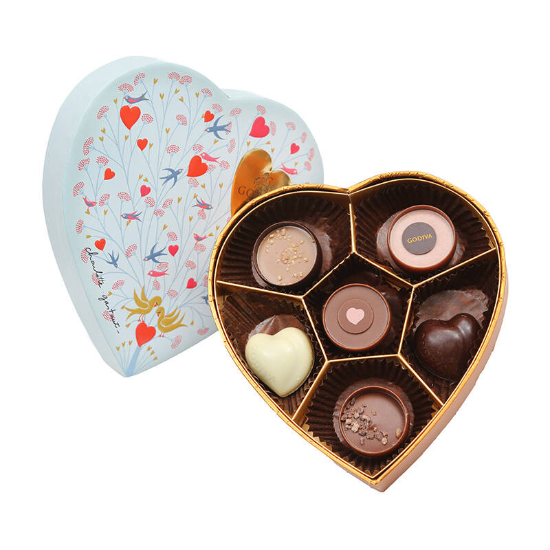 godiva歌帝梵情人节巧克力心形礼盒6颗装