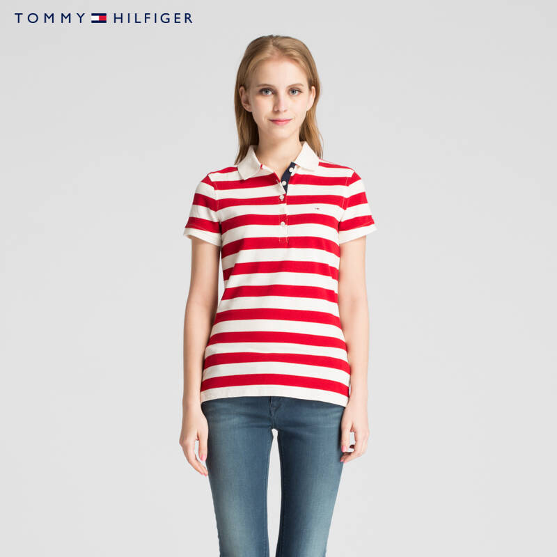 tommy hilfiger 宽条纹相间短袖polo衫 | 1657665310ms 105红白条纹 m