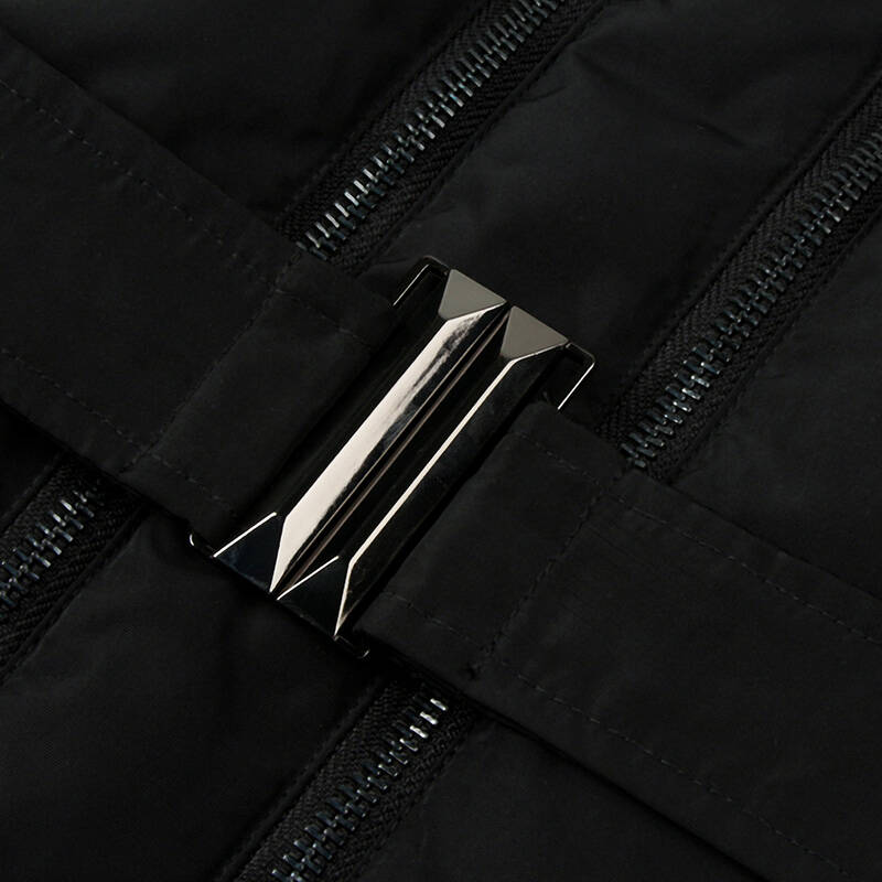 艾莱依新款韩版修身双拉链羽绒服女中长款潮eral6061d 炭石黑 s