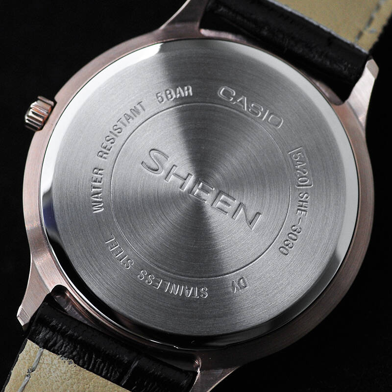 卡西欧(casio)手表 sheen系列she-3030时尚优雅三眼石英女表 she-3030