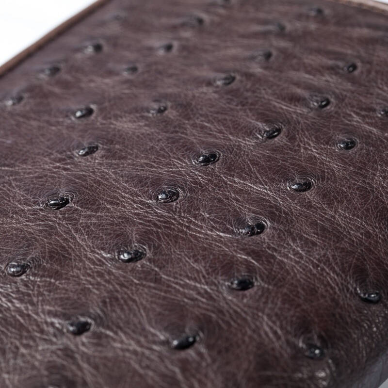 海森梅尔horsemen 鸵鸟皮男士钱包 真皮短款多卡位男式钱夹610101 啡