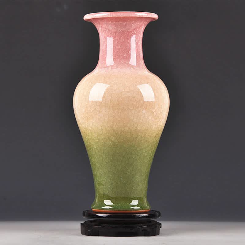 尊瓷景德镇陶瓷器三色釉花瓶客厅新古典装饰家居摆件工艺品艺术绝色