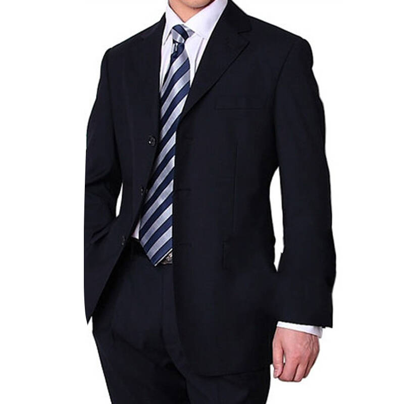 套装男士深蓝色纯黑色西装春秋装新款工作服职业装西装 三粒扣藏蓝色