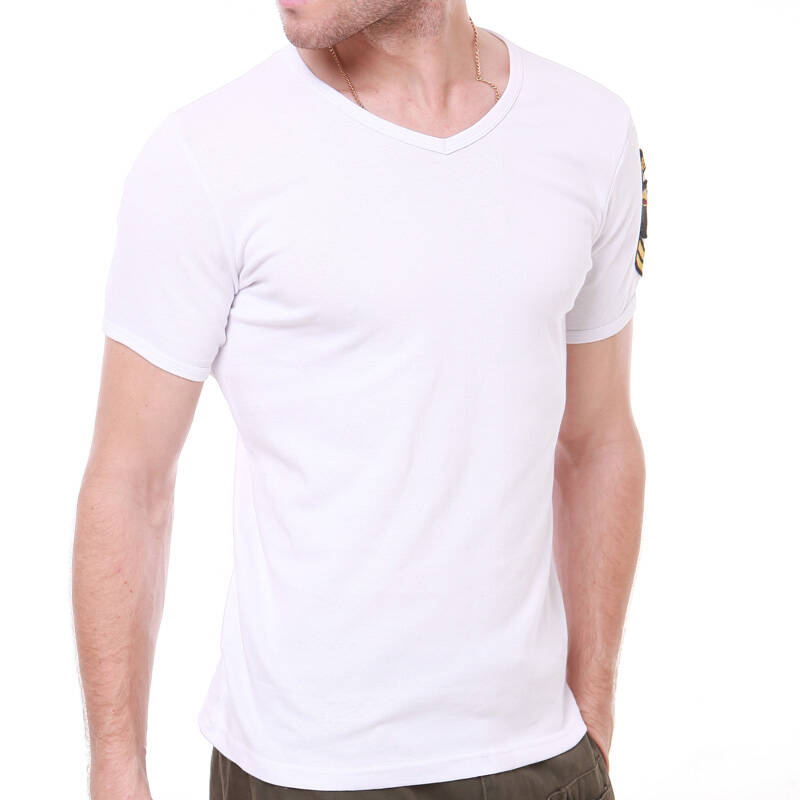 夏款户外作训短袖军装特种兵t恤修身款 健身v领空降师t恤 7307款 白色