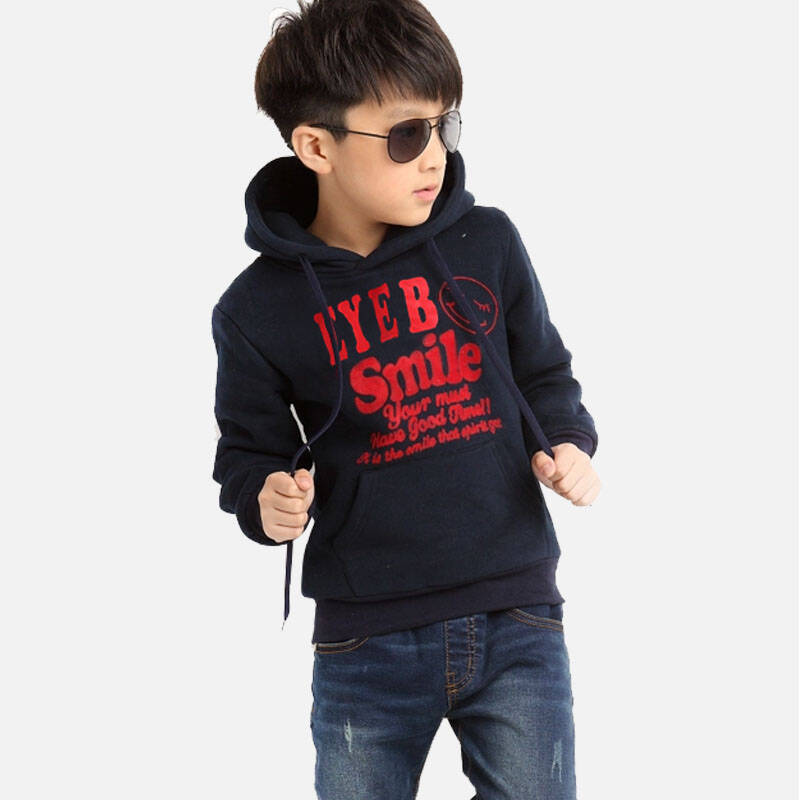 冬装6028 女童加绒上衣 男童保暖运动外套冬款 藏青色 140码 - 京东