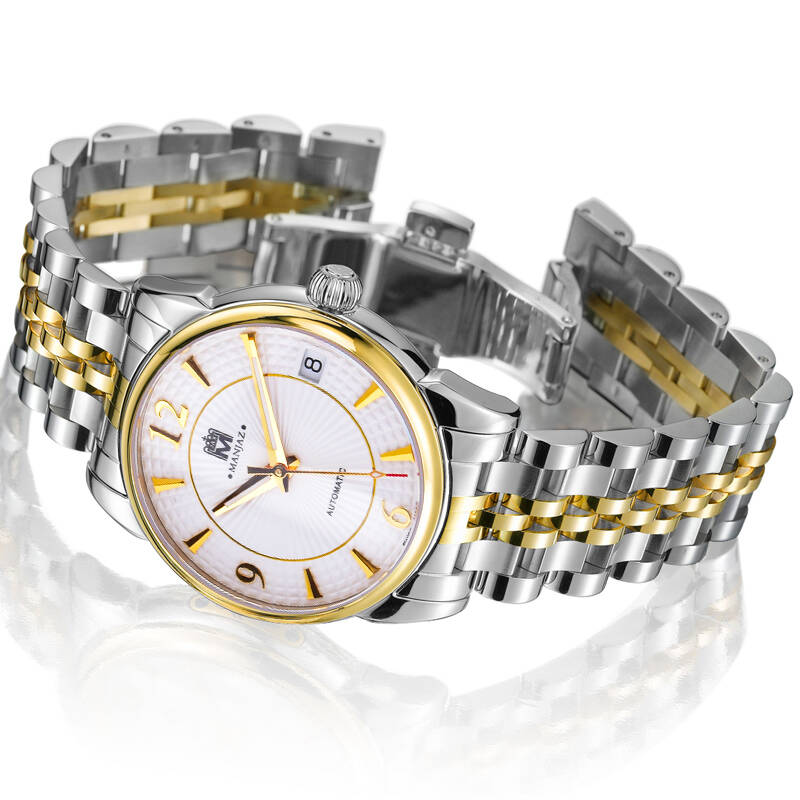 手表 非凡系列自动机械精钢带女表白色圆盘麦穗纹和放射太阳表面7073u