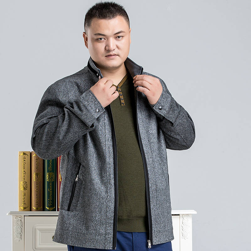 沙州猎神男加肥加大夹克大码全棉夹克衫中老年爸爸装胖子肥佬外套 1号