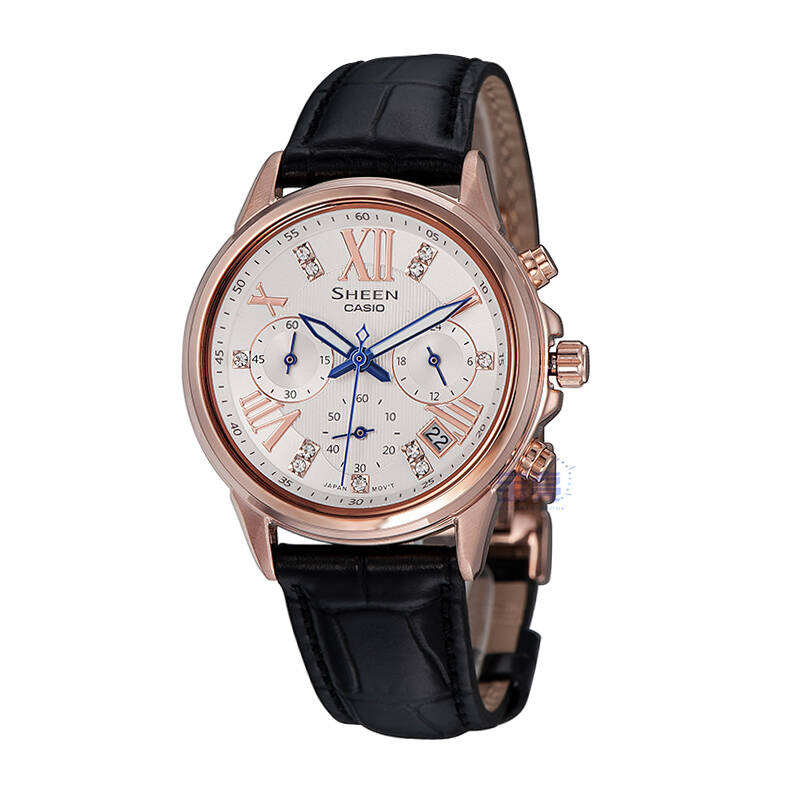 【全国联保】卡西欧(casio)女表 sheen系列简约时装镶钻防水皮带石英
