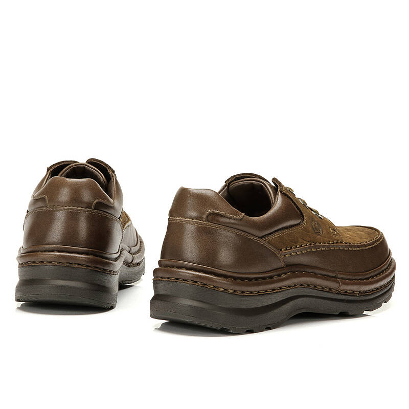 骆驼牌男鞋日常休闲牛皮鞋耐磨手工系带胶粘鞋男 w432183010 棕绿 43
