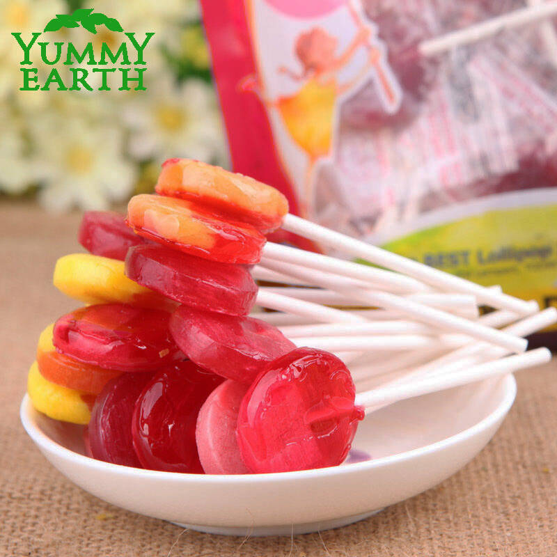 亚米/yummy earth水果味棒棒糖果 美国进口 8种口味 亚美 245g(红袋40