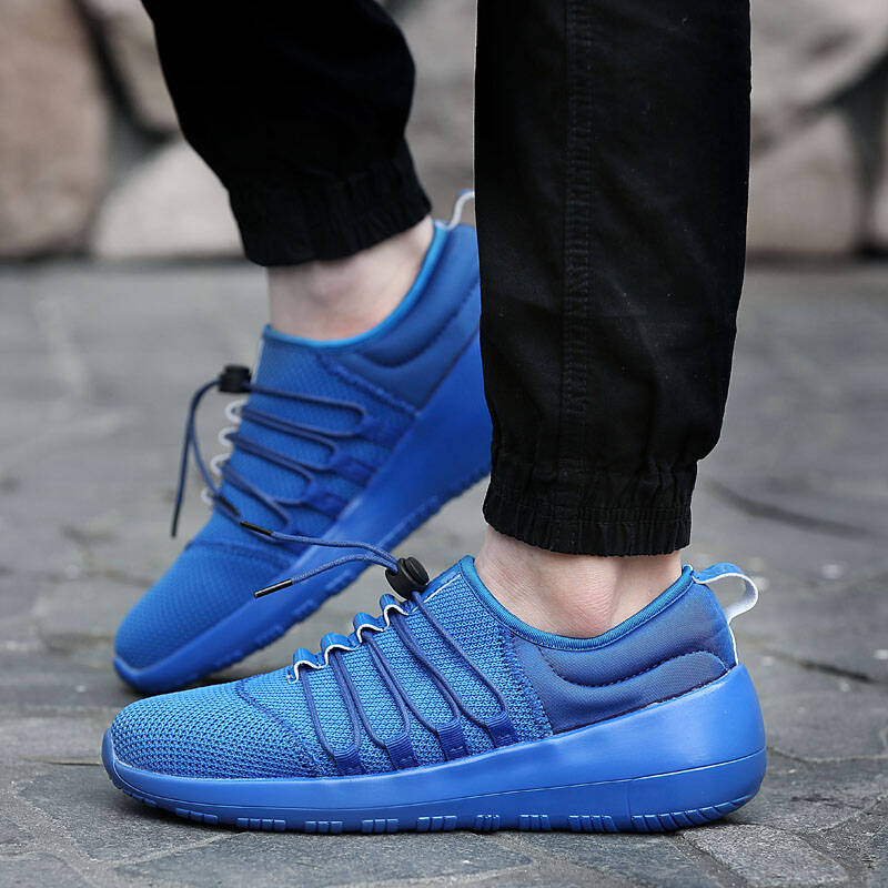 网鞋男韩版潮流网面鞋透气鞋男鞋青年鞋潮鞋子男系带低帮鞋男 蓝色 41