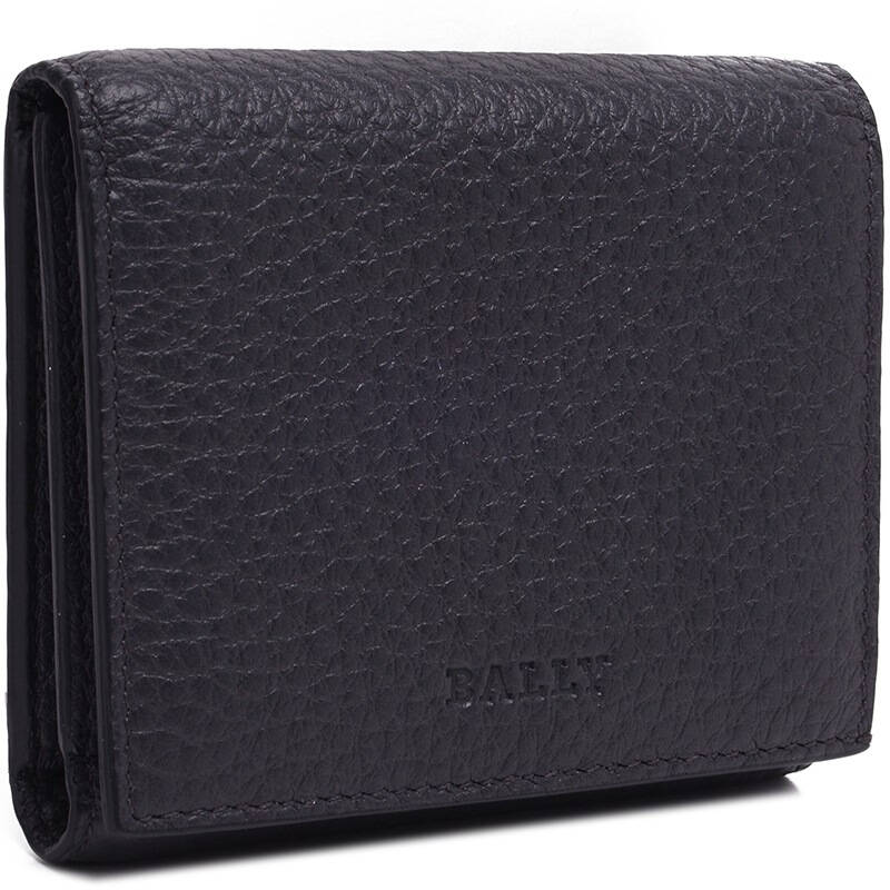 bally 巴利 男士深灰色荔枝纹牛皮短款钱包钱夹 macey 235 6200010