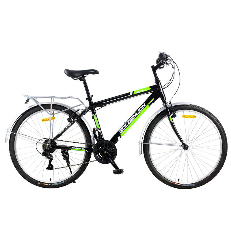 金狮自行车 26寸21速城市山地车 双v刹 代步车通勤车 mtb360 黑绿