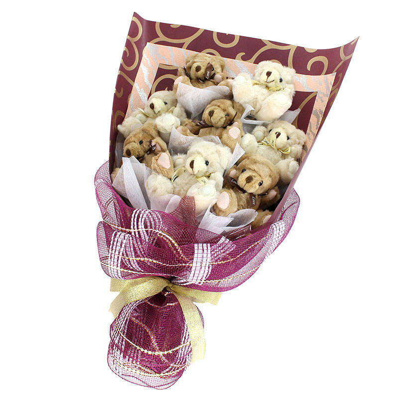 小熊玩偶公仔花 高档泰迪熊卡通花束祝福创意礼品 毕业生日母亲节礼物