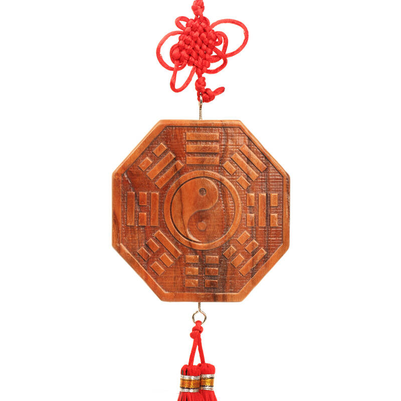 聚缘阁 开光桃木太极八卦镜吉祥物镇宅化煞保平安转运风水挂件 特大号