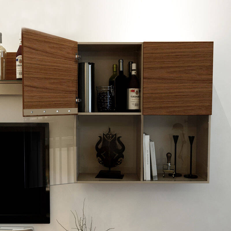 好天气家具 时尚简易置物架 小户型壁柜吊柜挂柜新品g22 卡其色(预售)