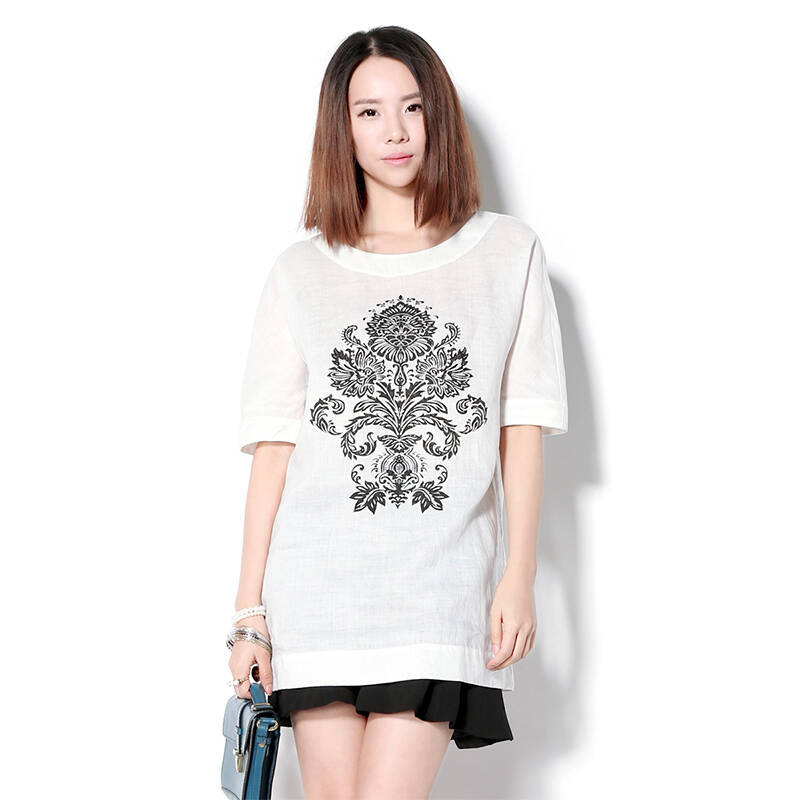 米可帛恩女印花发财树t恤 白色 m