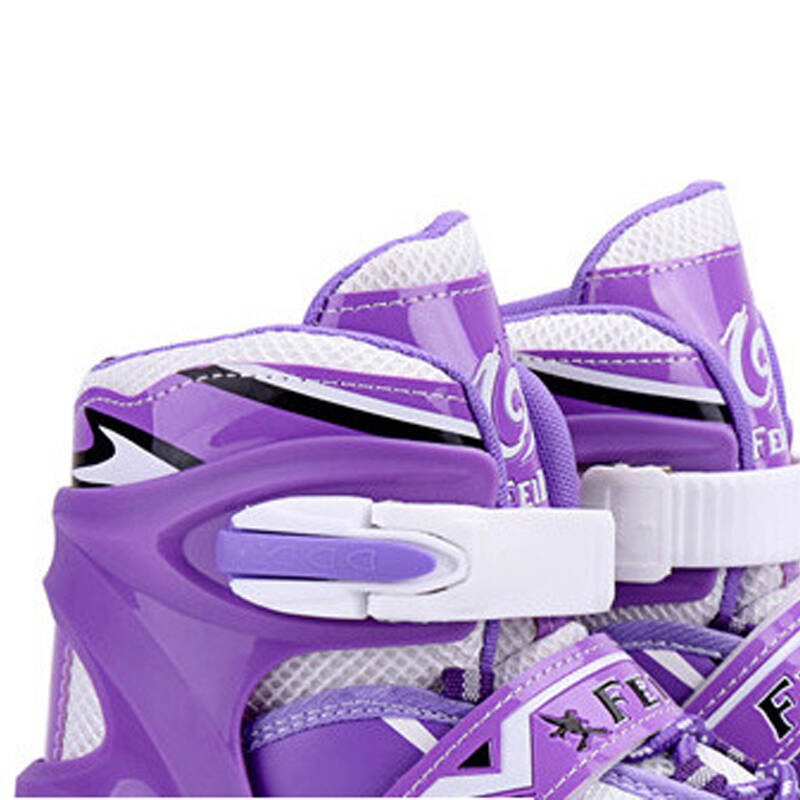儿童成人轮滑鞋 溜冰鞋 旱冰鞋轮滑滑板 浅紫色 s 27-32码