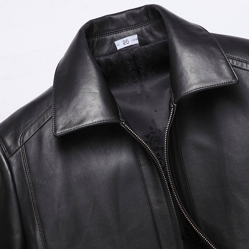 意大利凯撒(kaisa)男士真皮皮衣进口绵羊皮休闲翻领拉链真皮夹克外套