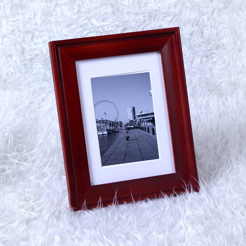 物有物语 相框 5寸 木质儿童挂墙摆台 酒红 5寸