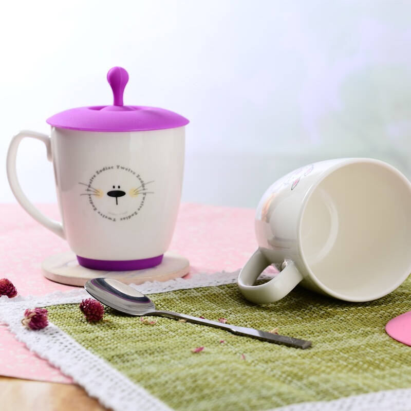 亿嘉ijarl 创意陶瓷杯卡通杯咖啡杯牛奶水杯子 12生肖苹果杯 羊