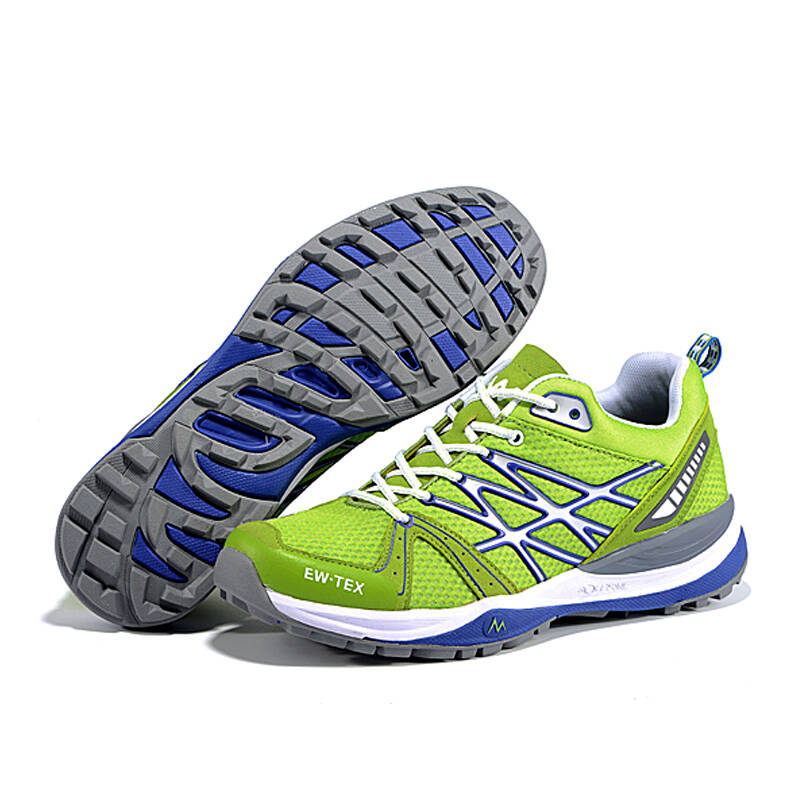 迈途 运动跑鞋 男士轻便透气户外徒步登山鞋越野跑鞋qs8 荧光绿蓝色男