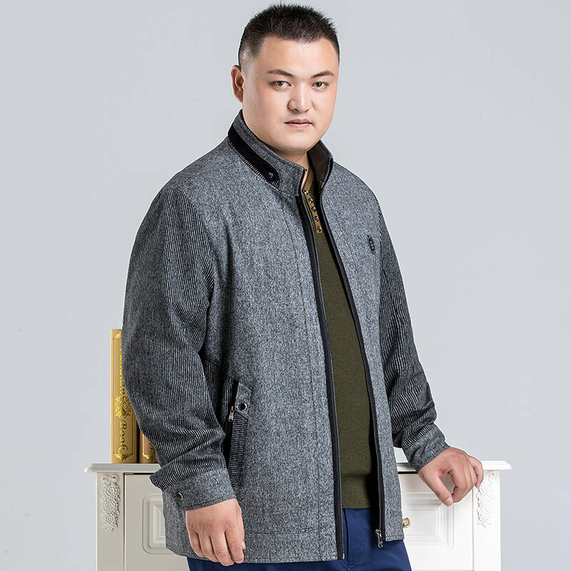 沙州猎神男加肥加大夹克大码全棉夹克衫中老年爸爸装胖子肥佬外套 1号