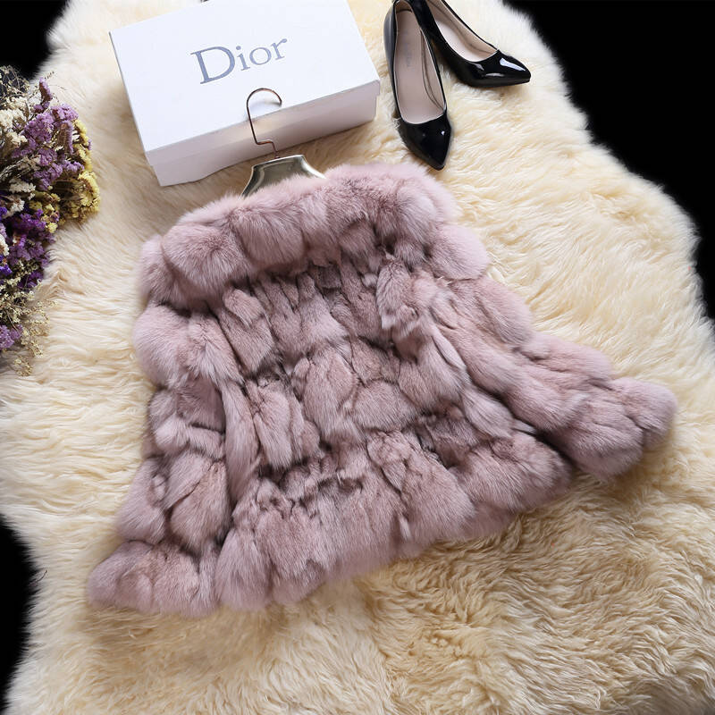 希卡登 狐狸头毛皮草女士 狐狸毛皮草外套短款 海宁2015新款清仓 粉色