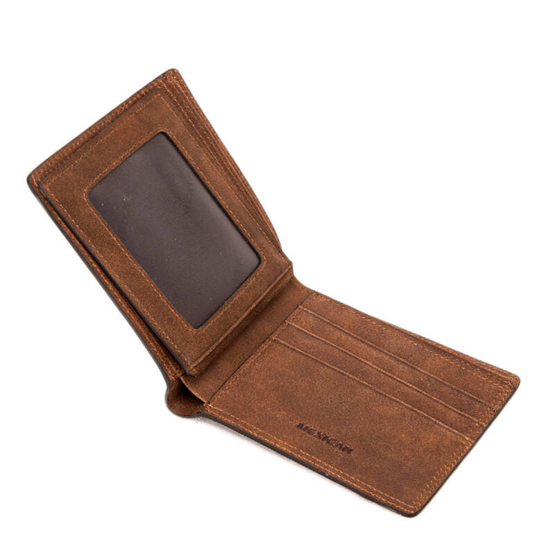 稻草人mexican男士钱包头层牛皮横款钱夹真皮短款钱包多卡位卡包磨砂