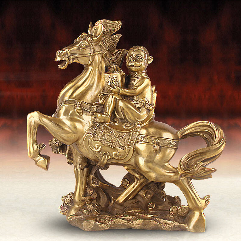 怡睦礼坊 铜马上封侯铜猴摆件升官助事业官运书房办公室工艺品 宫印