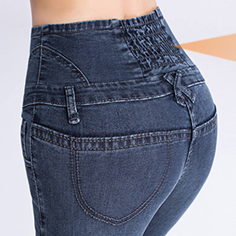 尚雅琪2015春装新款高腰牛仔裤小脚裤显瘦弹力排扣长裤牛仔裤女4303