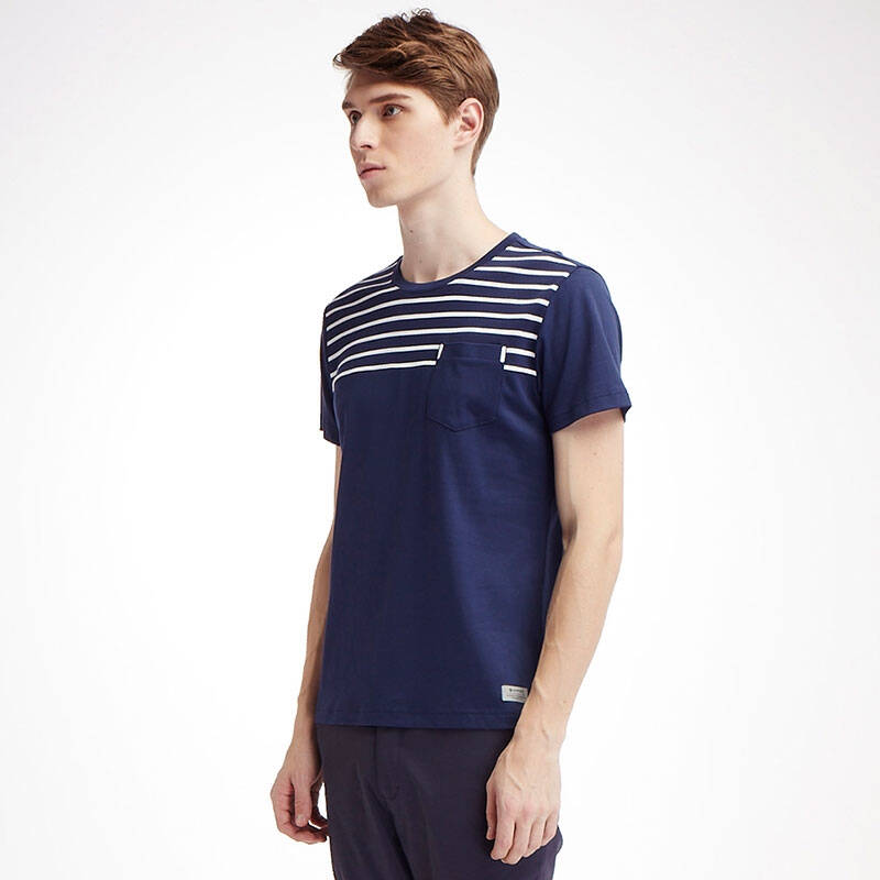 rapido韩国三星 2016春夏男士条纹拼接运动休闲短袖t恤cn6342s12 白色