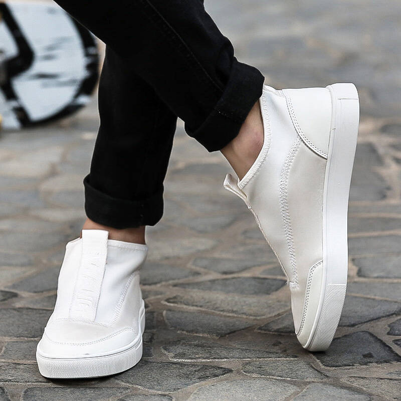 正品潮牌秋季潮流板鞋男士运动休闲鞋套脚懒人鞋青少年潮男鞋 白色