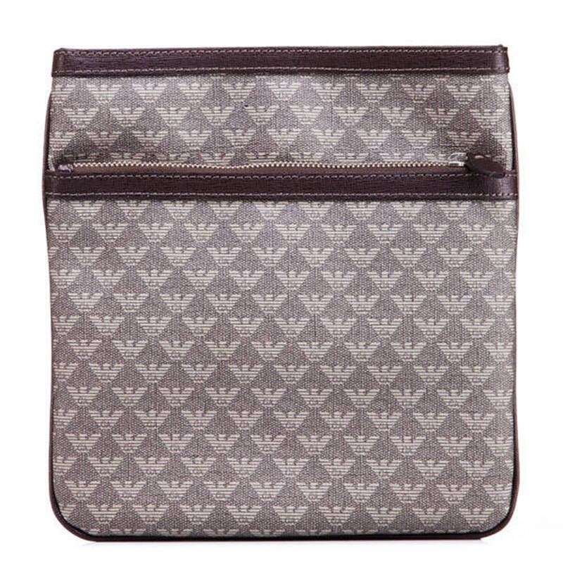 阿玛尼 emporio armani 棕色pvc涂层印花小号单肩包yemm81 yh60