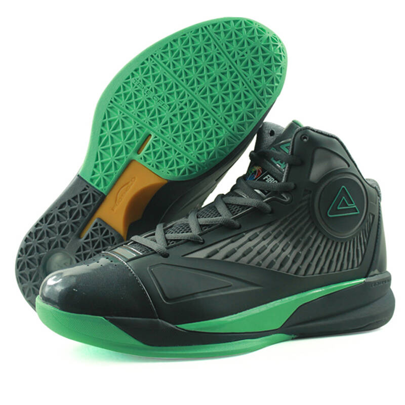 peak匹克篮球鞋男速鹰一代耐磨缓震防滑运动鞋男e31011a 深灰/菜心绿