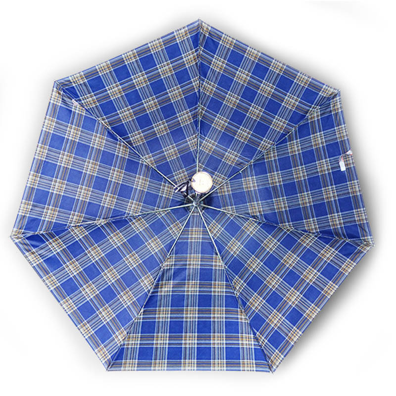 天堂伞经典格子三折男钢骨商务耐用格子雨伞 蓝色系颜色随机发