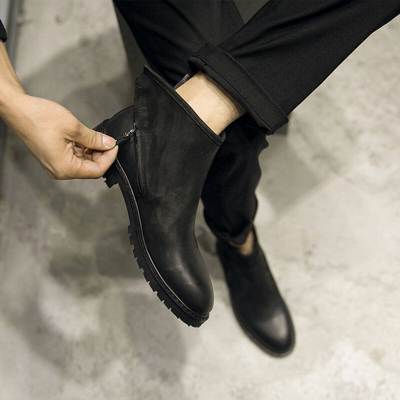 丹杰仕2015秋冬季皮鞋男靴马丁靴男牛皮高帮鞋潮流疯马皮工装靴子皮靴