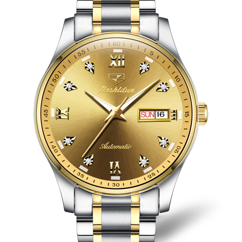 金仕盾(jsdun)手表男士机械表 双日历精钢时尚休闲机械男式商务大气