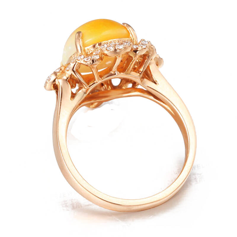 米莱珠宝3.65克拉欧泊石18k金镶嵌钻石 彩色宝石戒指 10个作日高级定