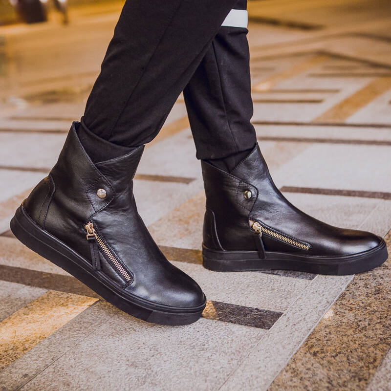 2015秋冬新款高帮男靴英伦欧美马丁靴短靴男潮流男鞋 黑色 41