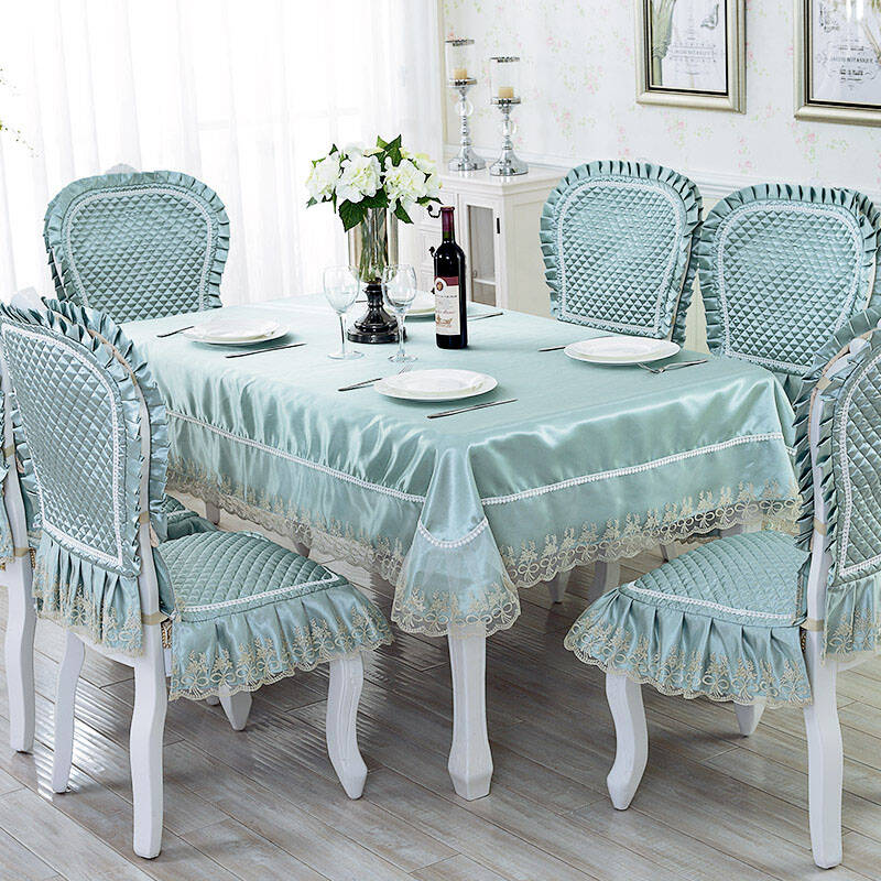 Gorgeous Style Tablecloth European Dining Table Cloth Fabric Chair Gorgeous Style Tablecloth European Dining Table Cloth Fabric Chair Set Embroidery Craft Dinner Mat Edition Flower Open Pinellia Blue