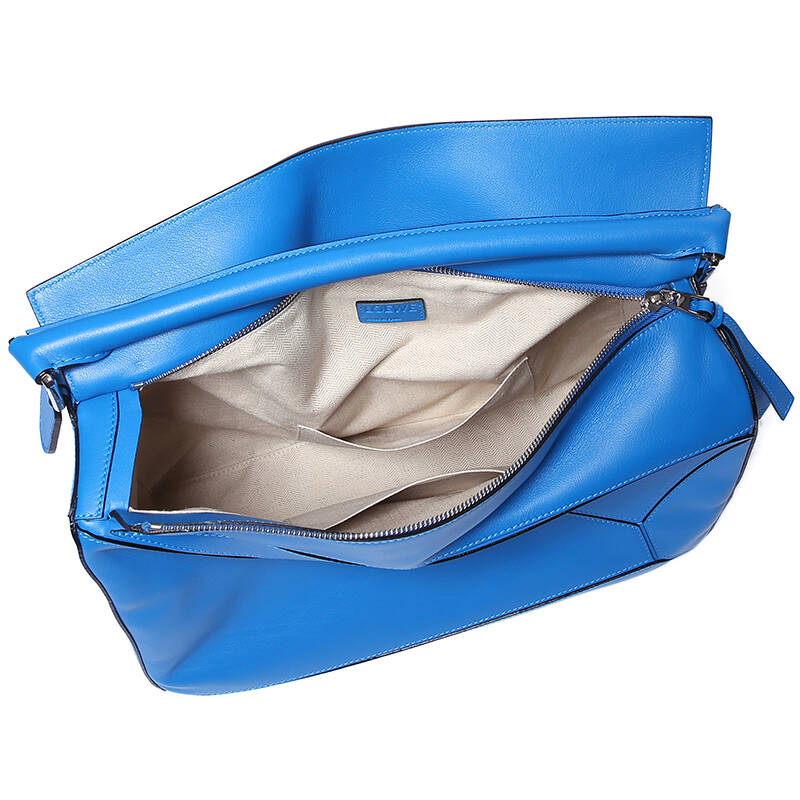 loewe 罗意威 女士puzzle系列蓝色牛皮时尚大号线条手拎包单肩包 322.