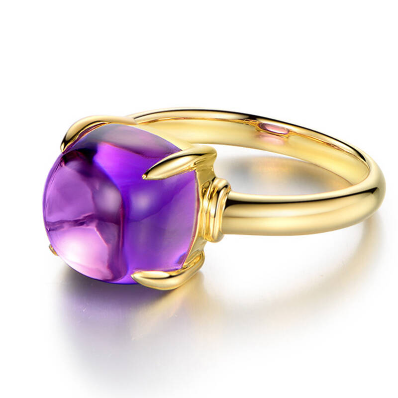 57克拉紫水晶戒指女 18k金镶嵌彩色宝石戒指 18k 10个工作日高级定制