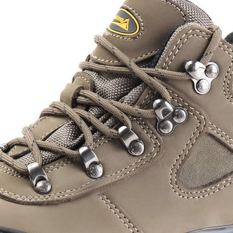 犸凯奴/makino女款头层牛皮户外徒步防水防滑透气高帮登山鞋9212军绿