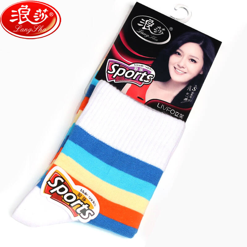 浪莎袜子女款中筒袜韩版袜子女士棉袜女袜短袜条纹运动 8028 条纹黑色