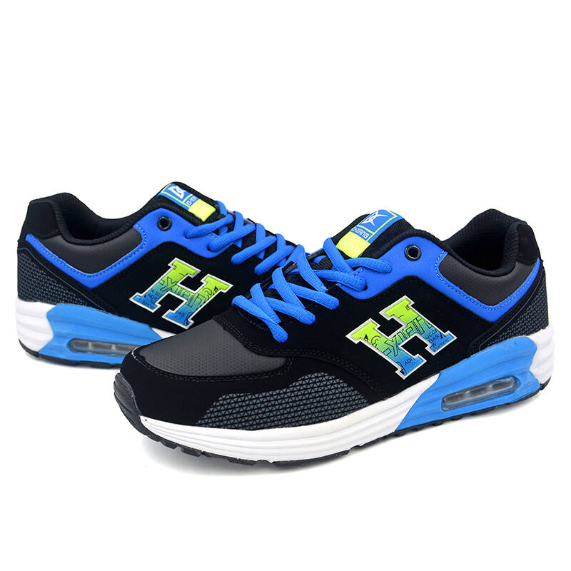 登翔秋季新款运动鞋男鞋气垫旅游鞋轻便时尚跑步鞋休闲旅游鞋 黑湖兰