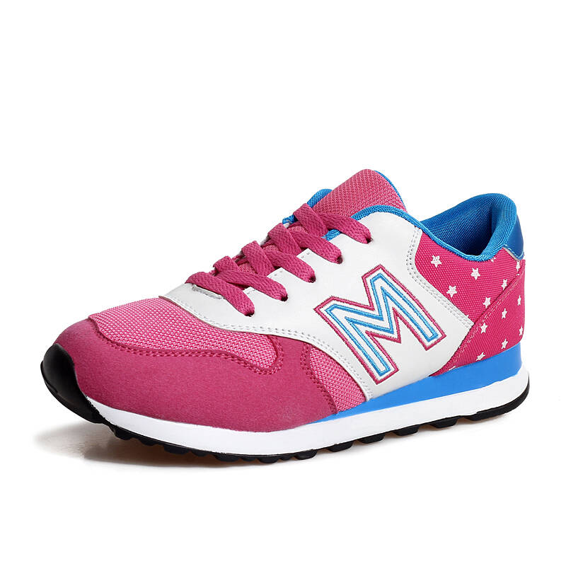 秋季m字母鞋运动鞋女生韩版韩国轻便网纱透气网鞋中学生灰色女鞋 玫