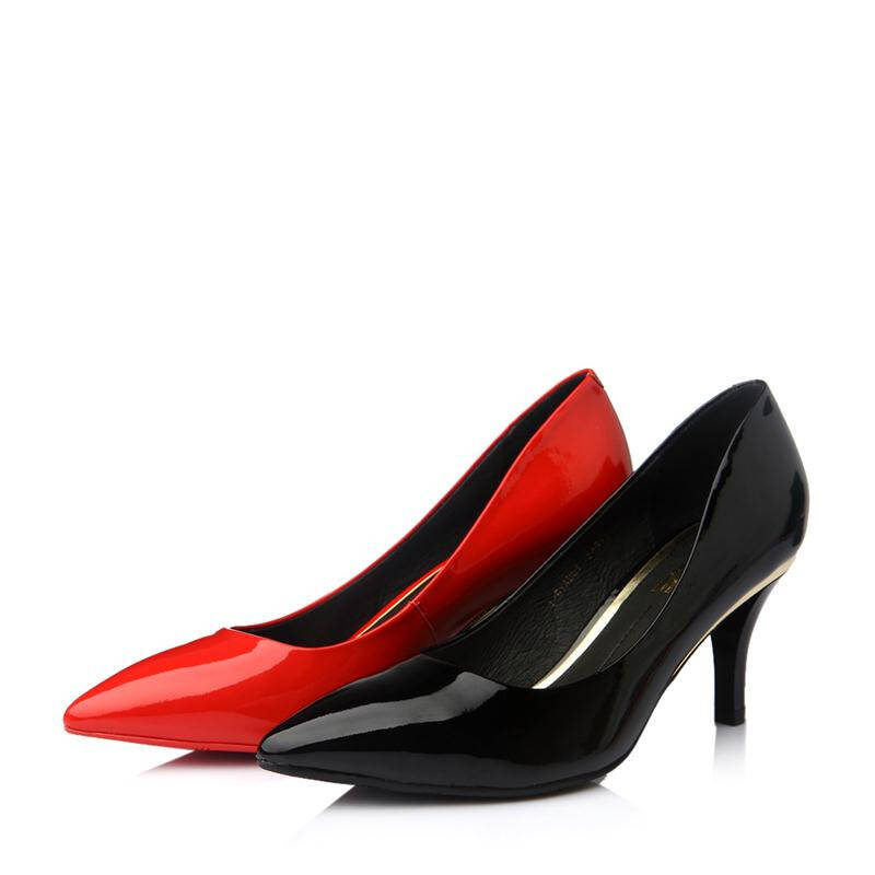 belle/百丽黑色牛皮性感时尚女单鞋1-01acq5 红色 37